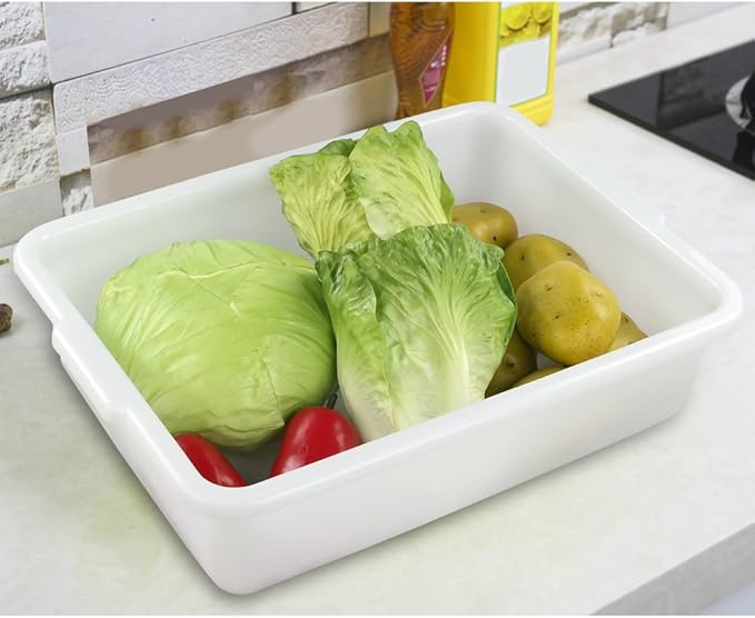 Morcte 3-Pack 13 L Commercial Bus Box Plastic Bus Tub White