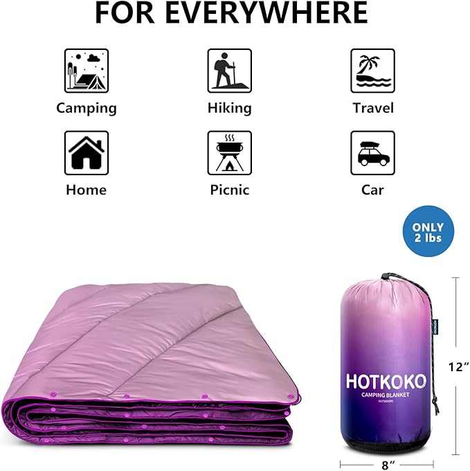 Camping Blanket - Puffy Lightweight Packable Outdoor Blanket for Traveling Stadium Hiking Picnics