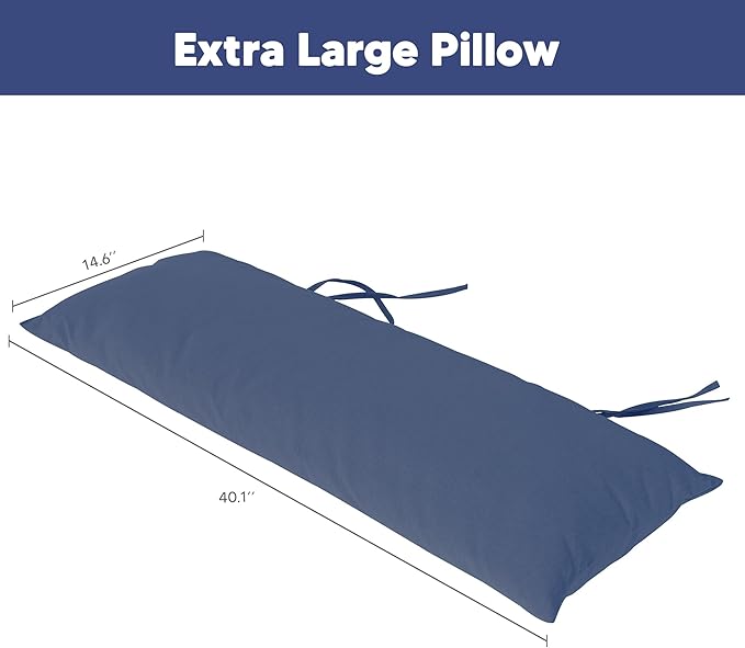 SUNCREAT Detachable Extra Large Outdoor Hammock Pillow with Ties Navy