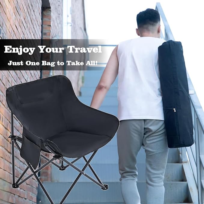 Portable Camping Chair - Heavy Duty Folding Backpacking Chairs Collapsible Heavy Duty Packable Lightweight Backpack Chair Compact for Outdoor Camp Travel Beach Picnic Hiking