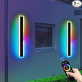Widened 2 Pack Long RGB LED Wall Lights 39.3inch Modern Dimmable Outdoor Sconces 10 Colors Remote Control IP65 Waterproof Garage Wall Mount Lighting Fixtures for Entryway Yard Patio