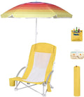 Beach Chair Beach Folding Chair for Adults Camping Chair High Back with Umbrella and Cooler Bag Huge Shade Portable &amp Lightweight for Beach Outdoor Camping (1 Fresh Banana Yellow)