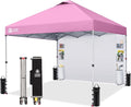 CROWN SHADES Canopy Tent 10 x 10 Foot Portable Pop Up Outdoor Shelter with Pocket Sidewall Push Center Lock UV Protection and Carry Bag Pink