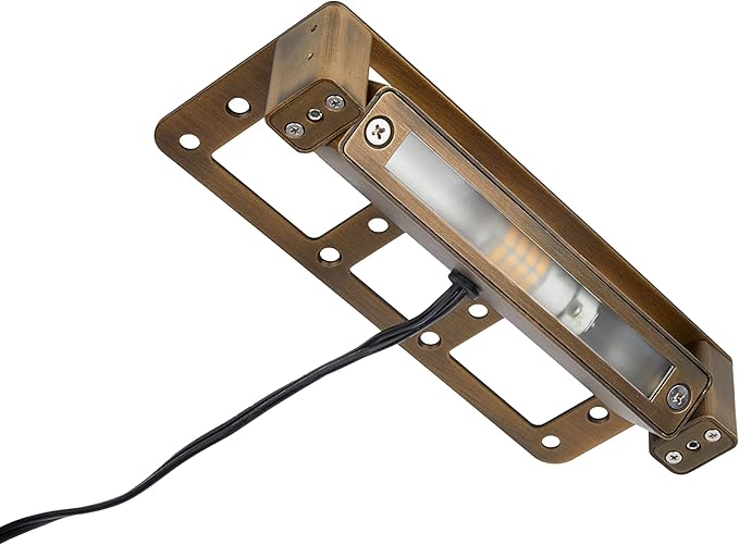 VOLT 12V G2 Rotatable/Pivoting Brass Hardscape Light (Bronze) with 25-Foot Lead Wire &amp 3W 2700K Warm White G4 LED Bulb for Low Voltage Outdoor Step Deck Masonry &amp Wall Lighting