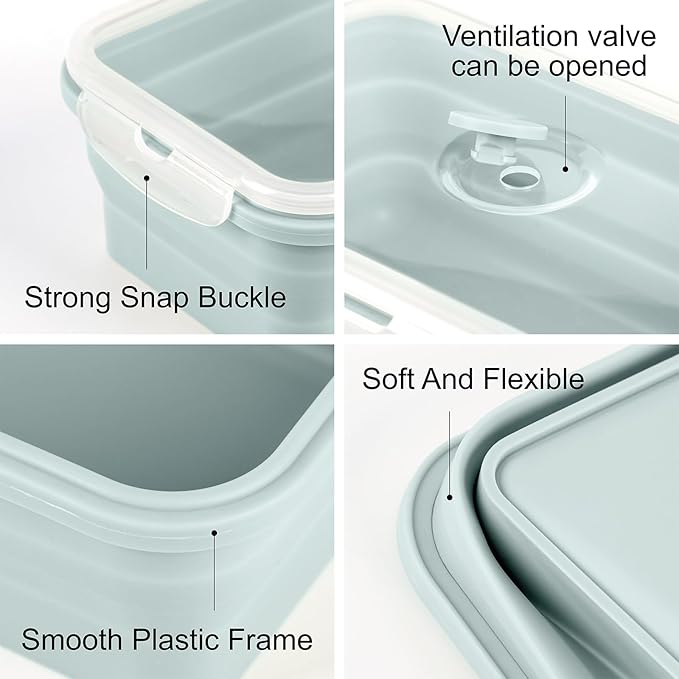 Extra Large Silicone Food Storage Containers with Lids 4 Pack Set 68oz/2000ml Collapsible Meal Prep Lunch Containers Microwave Freezer and Dishwasher Safe