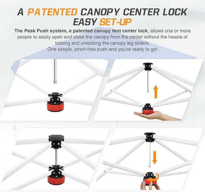 EAGLE PEAK Pop Up Canopy Tent with Wheeled Carry Bag 8 Stakes 4 Ropes Easy Set Up Tent Canopy 8x8 ft Black