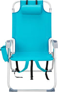 Portable Lightweight Folding Chair for AdultsOutdoor High Beach Lawn ChairPortable Backpack Foldable Camping ChairFolding Beach Chairwith Cup Holderfor Patio Pool Yard Garden (Mint Green)