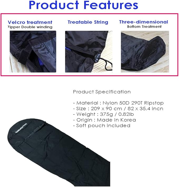 Buck 703 hypora Coating Waterproof Sleeping Bag Cover for Camping Travel Outdoor 82 x 35.4in