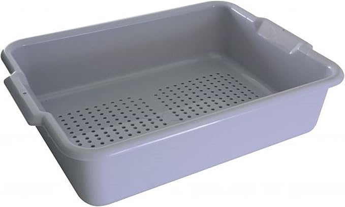 20-1/2 x 15-1/2 x 5 Utility Kitchen Perforated Bus Box/Tub/Bin with Handles Gray Color- Heavy Duty Plastic Restaurant Tub/Dish Washing Box Wash Basin Tub for Kitchen Home Restaurants