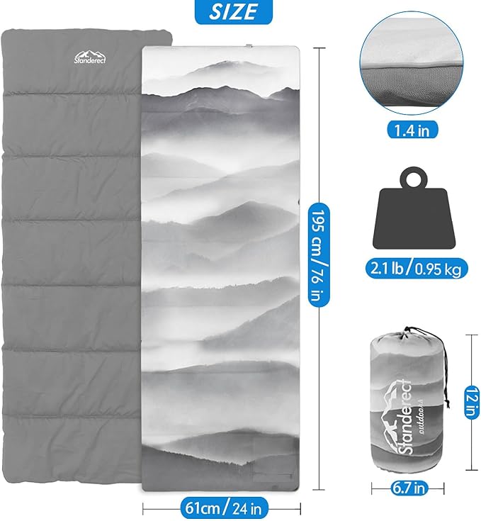 Heated Sleeping Bag pad Operated by 5V/2A USB Power Supply 3 Adjustable Temperature Levels Heated Sleeping Bag Liner for Cold Weather Backpacking or Hiking (Mountains 76 x 24)