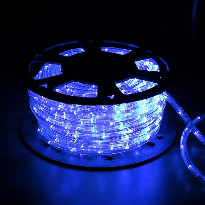 50ft 360 LED Waterproof Rope Lights 110V Connectable Indoor Outdoor Blue Rope Lights for Outside Deck Patio Pool Camping Bedroom Decor Landscape Lighting and More (Blue)