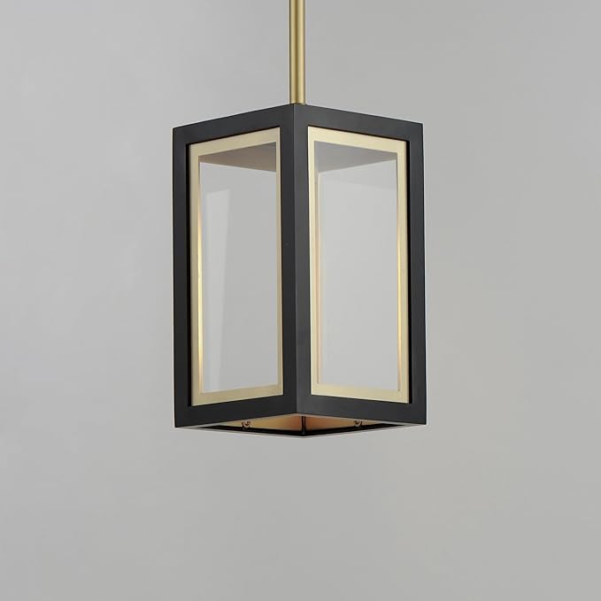 Maxim Lighting 30051CLBKGLD I Neoclass Collection 12 Inch One Light Outdoor Ceiling Pendant I Black &amp Gold Finish I Modern Contemporary Light Fixture I Adjustable Height I