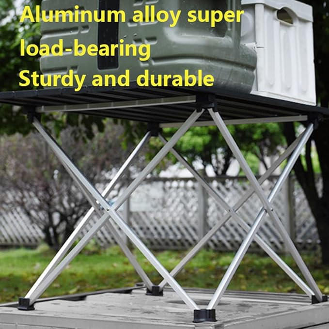 Folding Camping Table Ultra Lightweight and Thickened Aluminum Alloy Outdoor Folding Portable Picnic Table Camp Table Easy to Carry Suitable for Outdoor Picnics BBQ Patio
