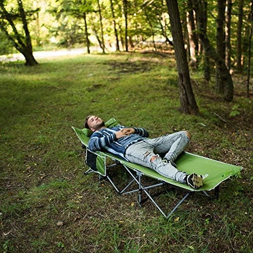 Alpcour Folding Camping Cot – Deluxe Collapsible Single Person Bed in a Bag w/Pillow for Indoor &amp Outdoor Use – Ultra Lightweight Comfortable Heavy Duty Design Holds Adults &amp Kids Up to 300