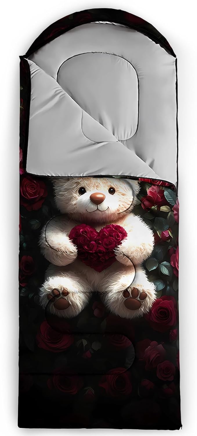 AILONEN Cartoon Camping Sleeping Bag for Boys Girls AdultsLightweight &amp Waterproof3 Season Warm &amp Cold WeatherPortablePrinted Sleeping BagTravelingCampingHiking