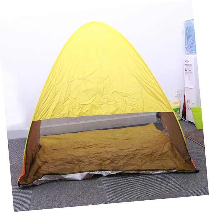 Portable Instant Tent Sun Shelter Automatic Pop Up Beach Canopy with Design for Outdoor Camping Orange Yellow UV Protection Easy Setup Rugged Structure