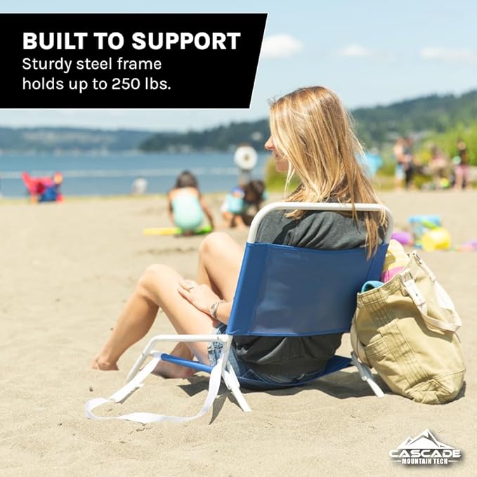 Cascade Mountain Tech Low Profile Beach Chair One Size Blue