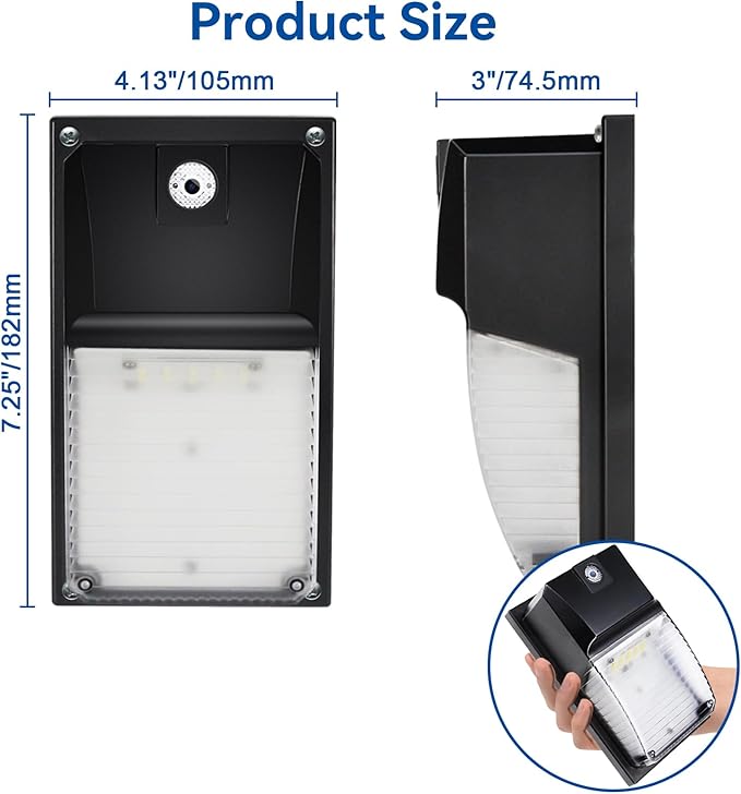 LTBLIGHT 18W LED Wall Pack Light with Dusk to Dawn Sensor1980LM 5000K Daylight120Vac Led Porch LightsIP65 Waterproof Outdoor Security Lighting for Garage Warehouse Garden ETL Certified-4 Pack