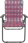 MOUNTAIN SUMMIT GEAR Retro Webbed Camping Chair - Lightweight Foldable Durable Steel Frame 300lb Capacity Vintage Red/White/Blue Stripes by Caddis Sports
