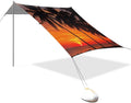 Beach Tent Sun Shelter Orange-red Sunset Coconut Tree Lightweight &amp Easy Setup Beach Shade Canopy for Camping Fishing