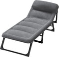 Portable Steel Foldable Camping Bed Height Adjustable Foldable Bed Breathable Camping Cot for Outdoor Office Widen 70cm/27.5in Comfortable