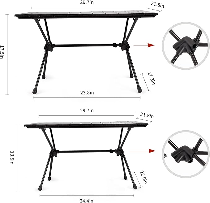 Naturehike FT11 Height Adjustable Camping Table Ultralight Aluminum Roll Up Table with Carry Bag Portable Backpacking Camp Table for Hiking Picnic Fishing Beach