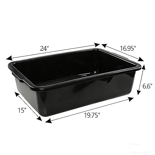 Black Commercial Bus Tubs 32 L Plastic Bus Box/Wash Basin 4 Packs