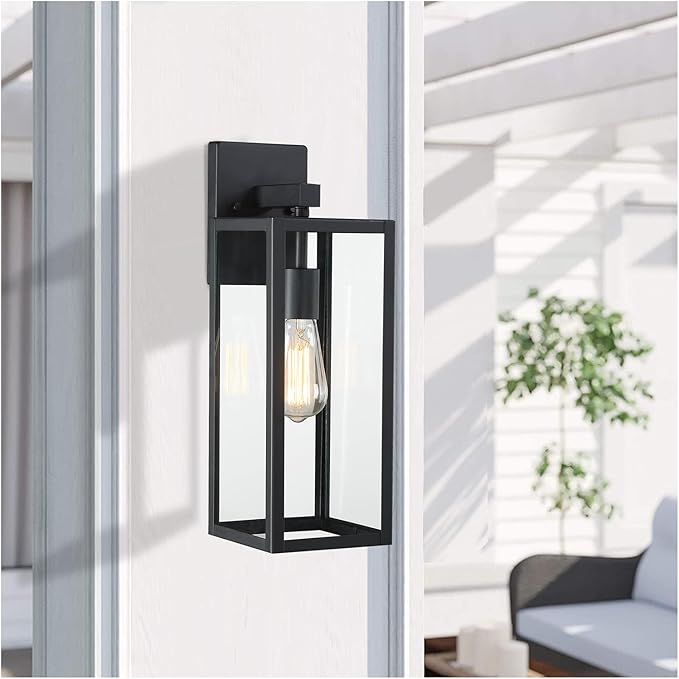 2 Pack Large Outdoor Sconce Lights18 Inch Outdoor Wall Lantern LightExterior Sconce Metal and Glass Large Porch Light Black Outdoor Lanterns for Front Porch Garage Balcony