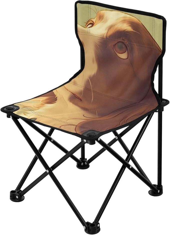 Confused Dog Portable Camping Chairs Folding Chair - Durable Oxford Fabric Lightweight Iron Frame Easy Fold Design - Ideal for Outdoor Activities Camping Fishing and Travel