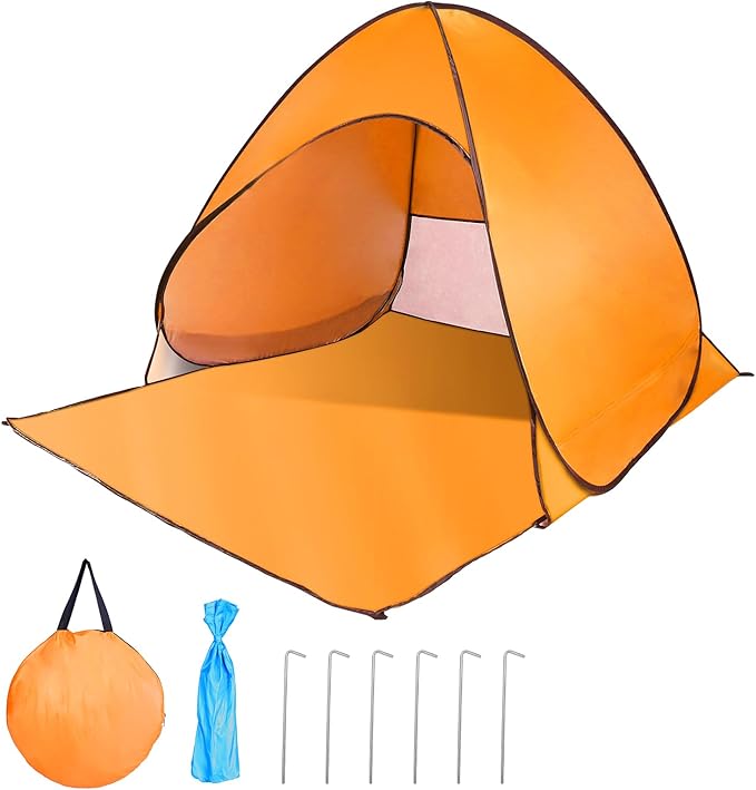 Pop Up Beach Tent Sun Shelter for 2-3 Person Sun Shelter with UPF 50+ &amp Lightweight Portable Beach Tent Easy Pop Up for Outdoor Camping Fishing