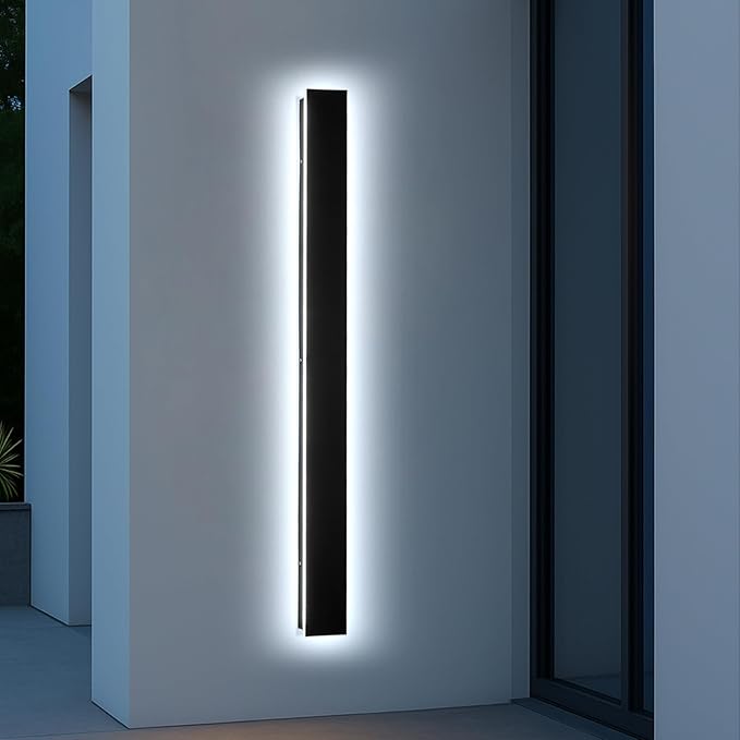 Exterior Lights for House - Dimmable Modern Outdoor Sconce Light Wall Mount Linear Black Led Long Wall Porch Lighting Fixture for Garage Garden Front Door Patios
