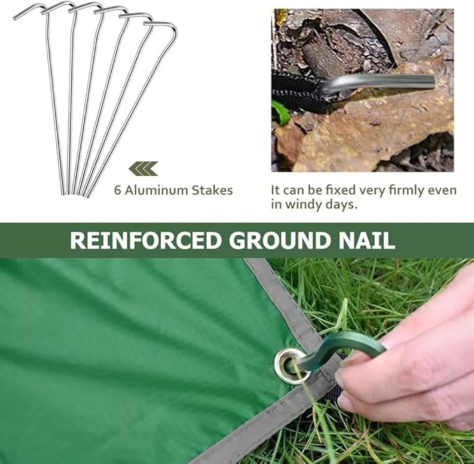 Tent Footprint KANCOKIT PU 3000 Waterproof Tent Ground Cloth Extra Large Size for 3-8 Person Family Camping Tents Ground Sheet Mat with 6 Tent Stakes for Camping Hiking Picnic Backpacking (6 x 7 FT)