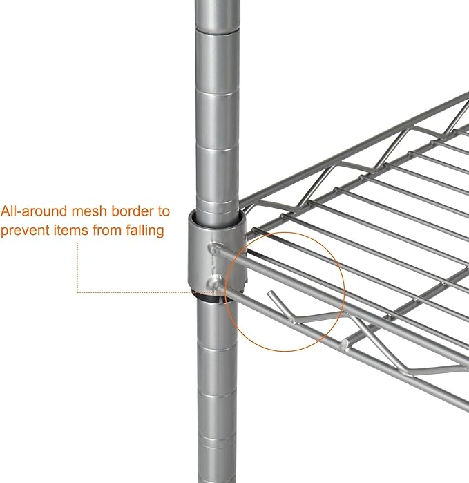 Adjustable Chrome Plated Iron Storage Rack 5-Layer Floor Standing Storage Rack Silver (35.43 X 13.78 X 70.87)“