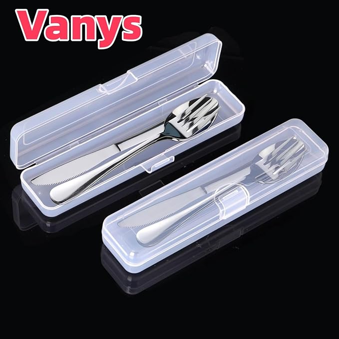 Vanys Stainless Steel Portable Utensils Set with Case Reusable Travel Cutlery Includes Knife Fork and Spoon Dishwasher Safe