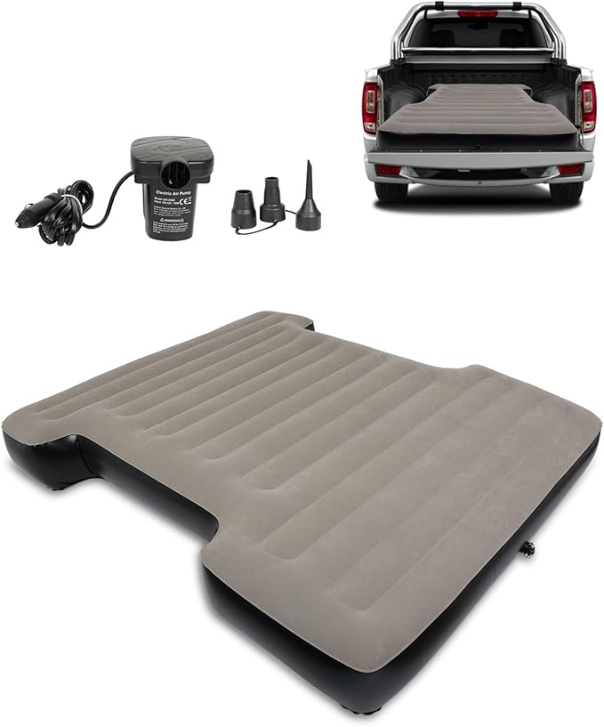 MIROZO Truck Air Mattress Bed for 6-6.5FT Full Size Short Car Beds Inflatable Air Mattress with Air Pump for Outdoor CampingTentTruck(Grey)