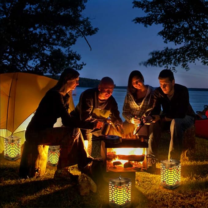 EOYIZW Solar Lanterns 99LEDs Dancing Flickering Flame Lights IP65 Waterproof Purple 3.5 H x 3.5 W x 3.5 D