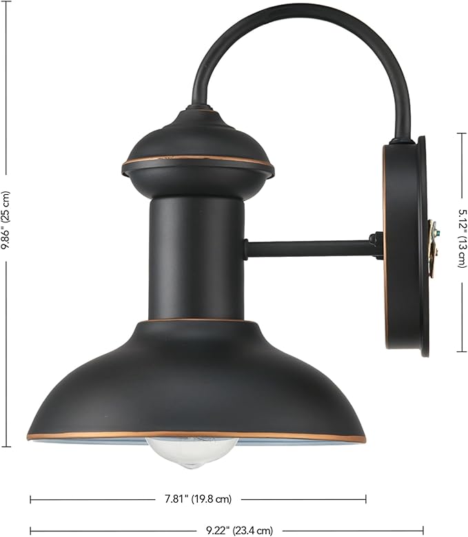 Globe Electric 40190 1-Light Indoor/Outdoor Wall Sconce Oil Rubbed Bronze Wall Lighting Wall Lamp Dimmable Kitchen Sconces Wall Lighting Porch Light Patio Décor Bulb Not Included