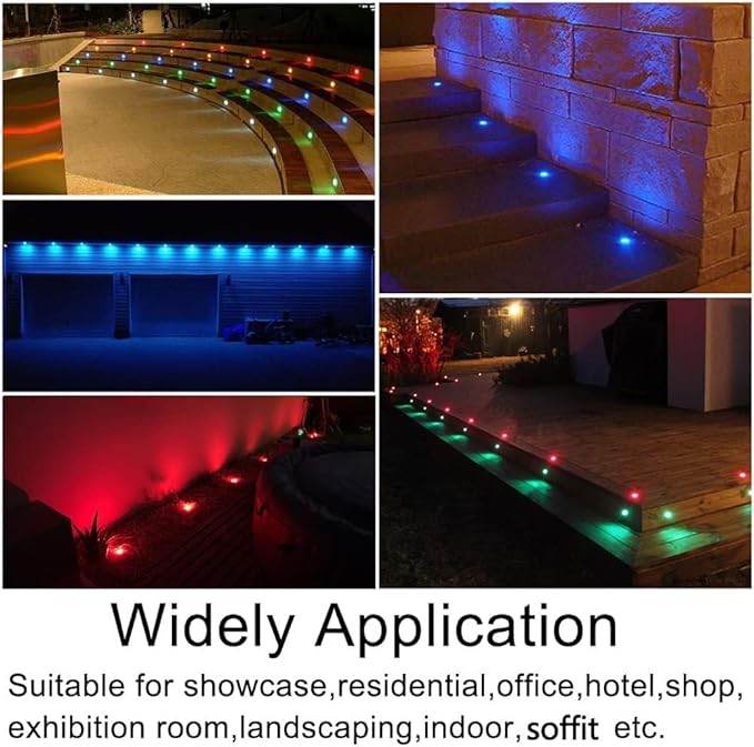 Sumaote Smart WiFi LED Deck Lights 30 Pack APP Control RGB Outdoor Lighting for Patio Deck Steps Landscape Φ1.22 Low Voltage 12V Recessed Deck Lights Waterproof IP67 Google Home Timer