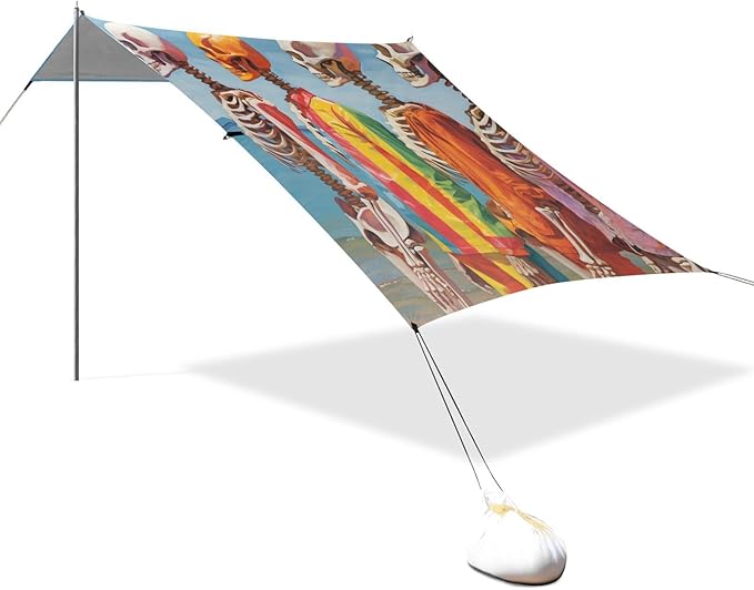Beach Tent Sun Shelter Color Human Skeletons Lightweight &amp Easy Setup Beach Shade Canopy for Camping Fishing
