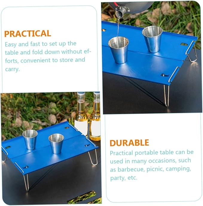Folding Camping Table Portable Aluminum Alloy Outdoor Picnic Table Compact and Lightweight for BBQ Hiking and Camping