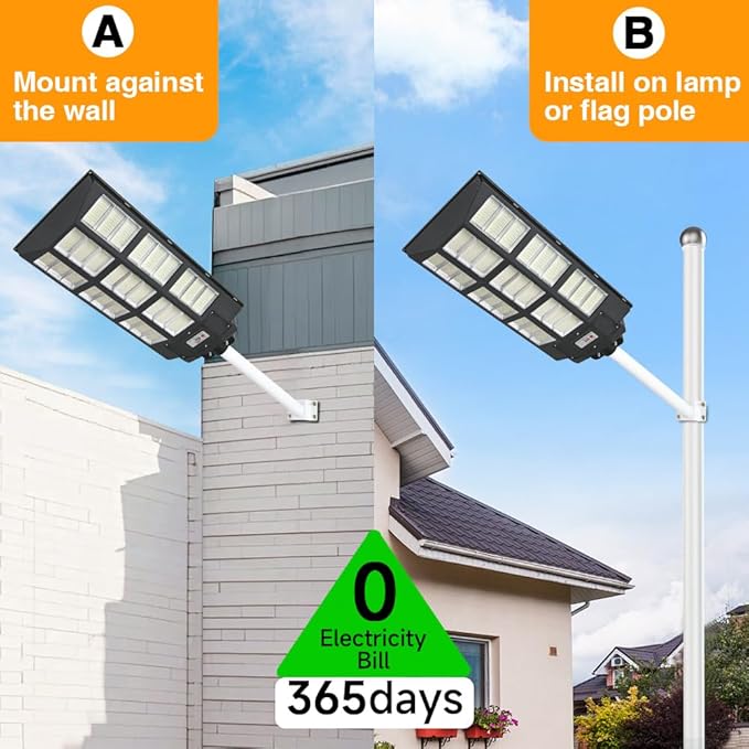 24000W Solar Street Lights Outdoor 24000 Lumens Dusk to Dawn Motion Sensor Security Flood Light with Remote Control Wireless Waterproof Perfect for GardenYard Street Parking lot