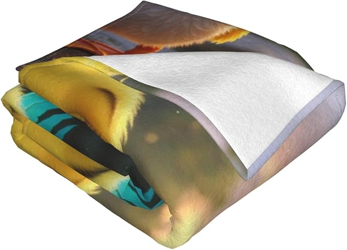 Yellow Duckling 80x60 Printed Soft Fleece Blanket for Sofa Bed and Camping - Cozy Blanket for Travel Picnics Nighttime Use
