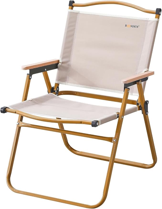 BOOSDEN Camp Chair Portable Outdoor Wide Folding Camping Chairs Ultralight Beach Chair with Wooden Handle for Picnic Lawn Leisure Park Travel Hiking Fishing Foldable Chairs Support 330Lbs