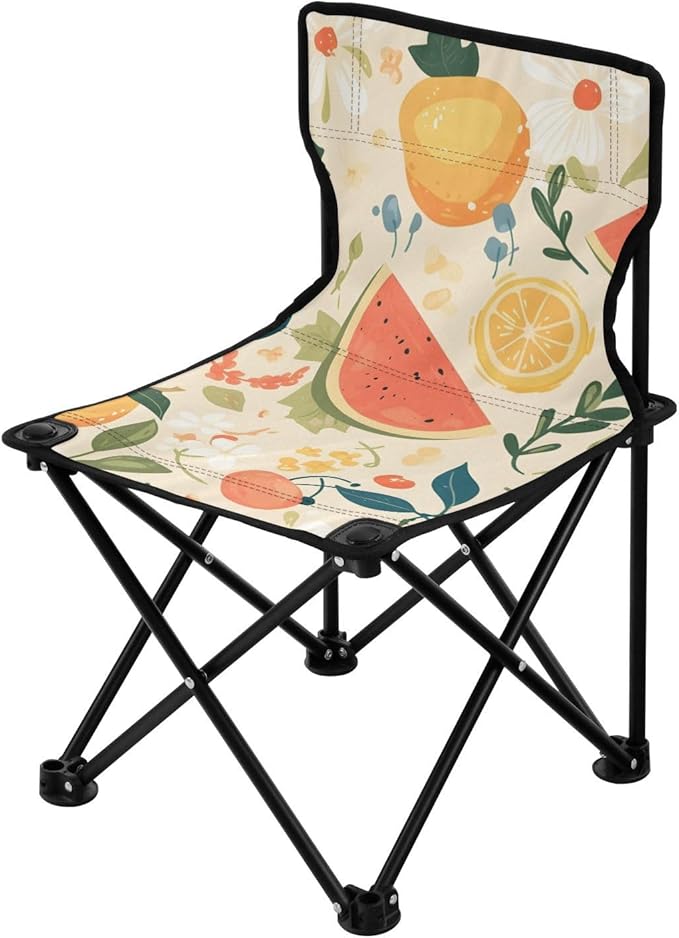 Lovely Fruits Portable Camping Chairs Folding Chair - Durable Oxford Fabric Lightweight Iron Frame Easy Fold Design - Ideal for Outdoor Activities Camping Fishing and Travel