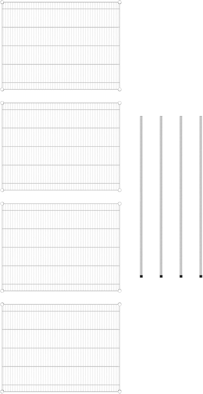 Commercial NSF Listed Chrome Stationary Wire Shelving Kit 36 x 48 x 64 with 4 Shelves Perfect for Warehouse Walk-in Refrigerator Freezer Grocery Store Restaurant Dishroom
