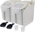 Large Flour Storage Container Bin 25lb 2Pack Airtight Rice Storage Containers with Wheels Seal Locking Lid BPA Free with Measuring Cup&ampScoop for Flour Rice Grain(Gray)