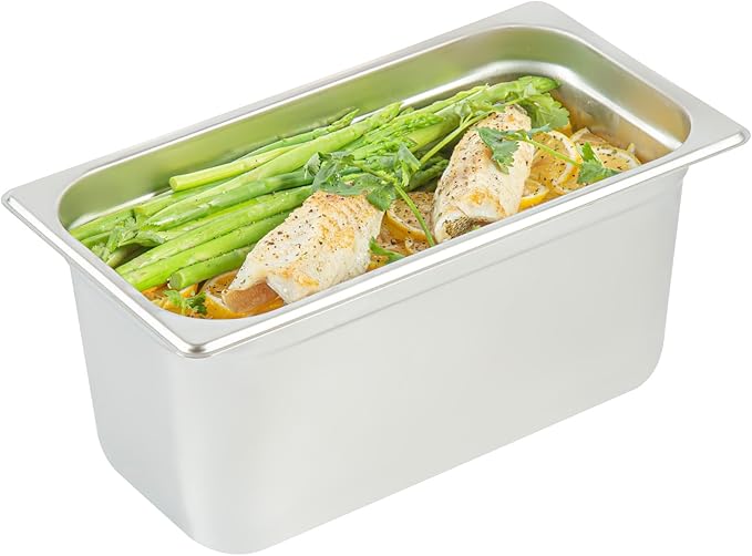 Restaurantware-Kitchen Tek 1/3 Size Steam Table Pan 1 Anti-Jam Steam Pan - Lid Sold Separately 6â€ Deep 24 Gauge Stainless Steel Freezable For Catering Event And Party