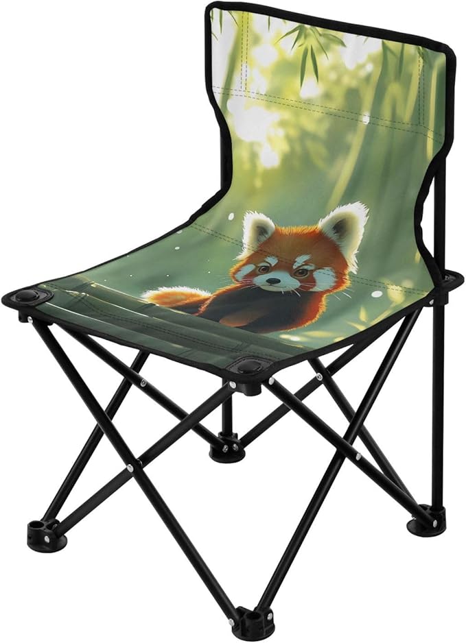 Red Panda Watching Portable Camping Chairs Folding Chair - Durable Oxford Fabric Lightweight Iron Frame Easy Fold Design - Ideal for Outdoor Activities Camping Fishing and Travel