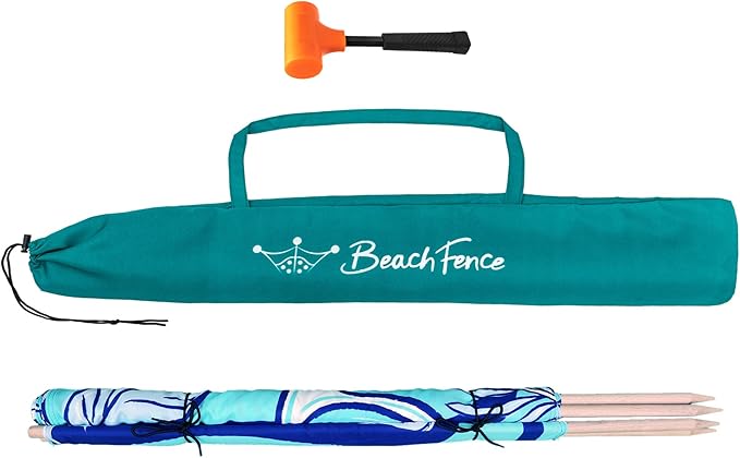Premium 20 ft Beach Windscreen Privacy Screen Wind Blocker Free Rubber Mallet and Carry Bag Included (Cool Lemons)