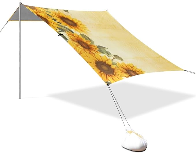 Sunflower Flower FloralCamping Sun Shelters 9.2 x 10.5 FT Beach Canopy Tent Sun Shade with Carrying Bag for Camping Trips Fishing Backyard Fun or Picnics 21340346